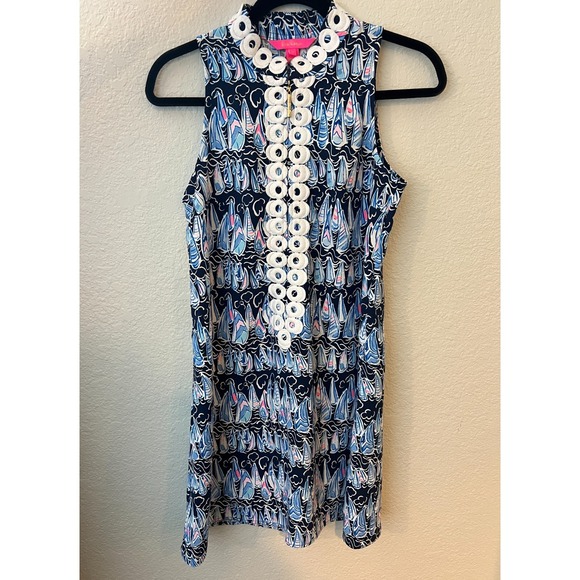 Lilly Pulitzer Dresses & Skirts - Lilly Pulitzer Jane Low Tide Navy Sails And Stripes Shift Dress Size 0 NWOT